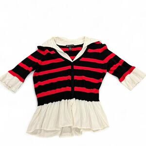 Y2k striped top peplum sweater